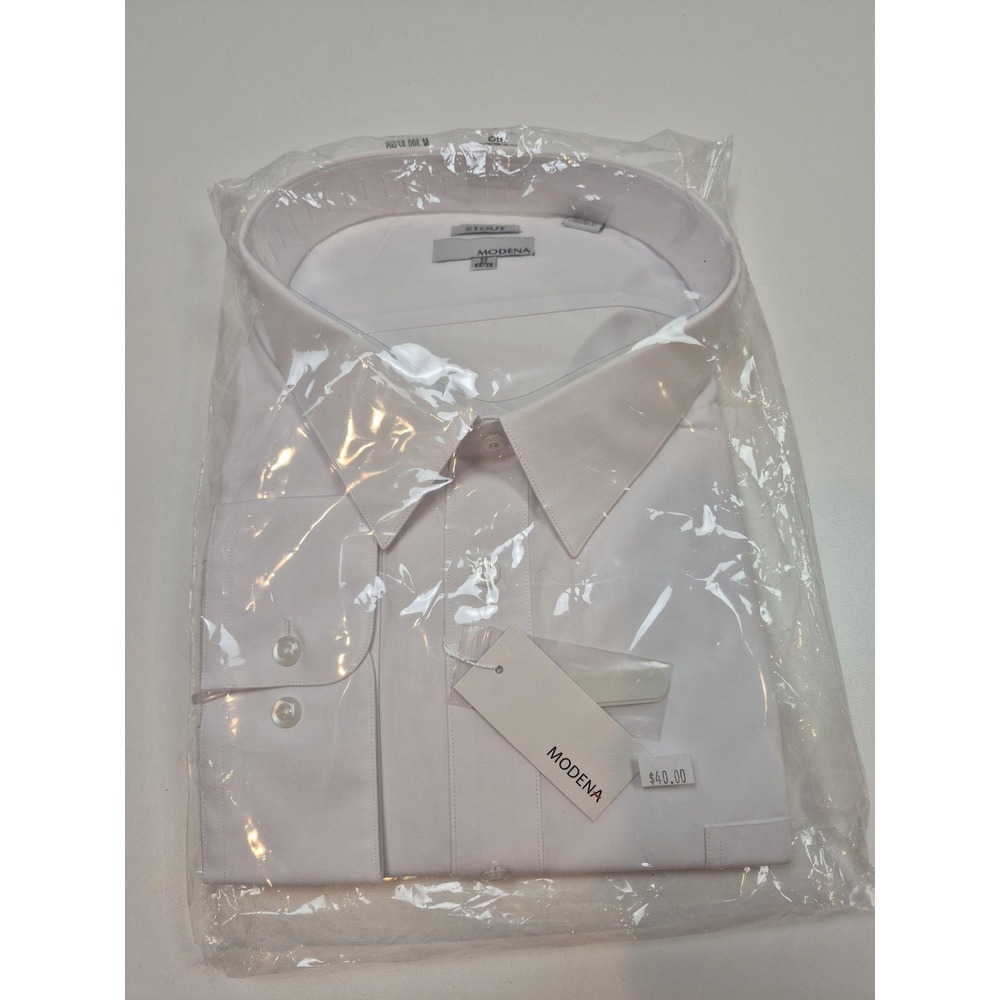 Modena Dress Shirt Mens 22 34/35 White Big & Tall Stout Long Sleeve Solid Woven